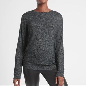 Athleta Mindful Pullover Heathered Gray Top SP